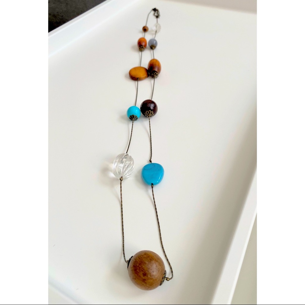 Long bead and chain necklace